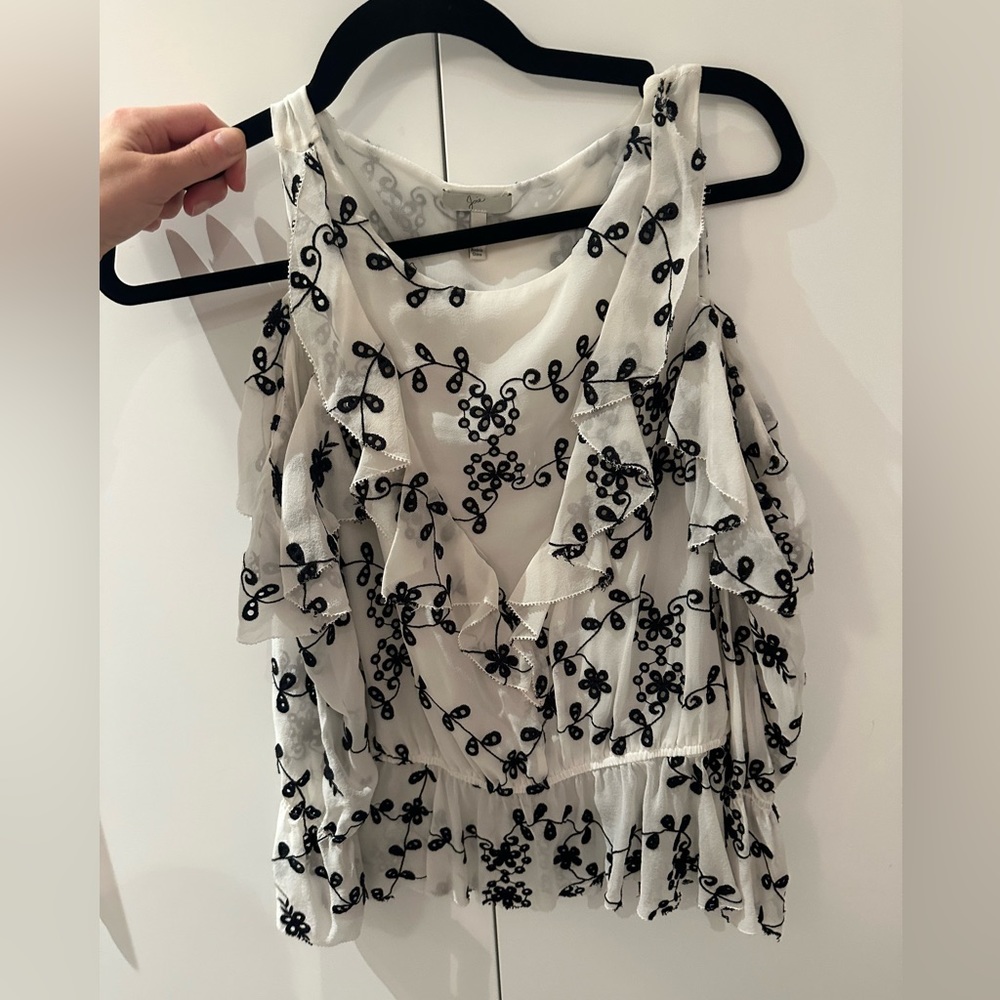JOIE off the shoulder black and white top - size xs